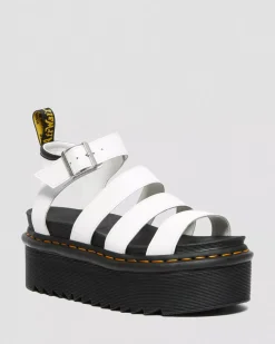 Sale|Platform Sandals>Dr. Martens Blaire Hydro Leather Platform Strap Sandals White — Hydro Leather