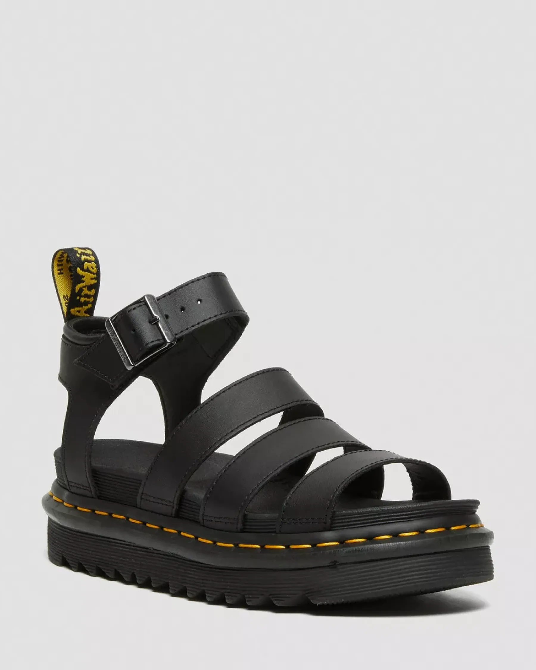 Bestsellers|Platform Sandals>Dr. Martens Blaire Hydro Leather Strap Sandals Black — Hydro Leather