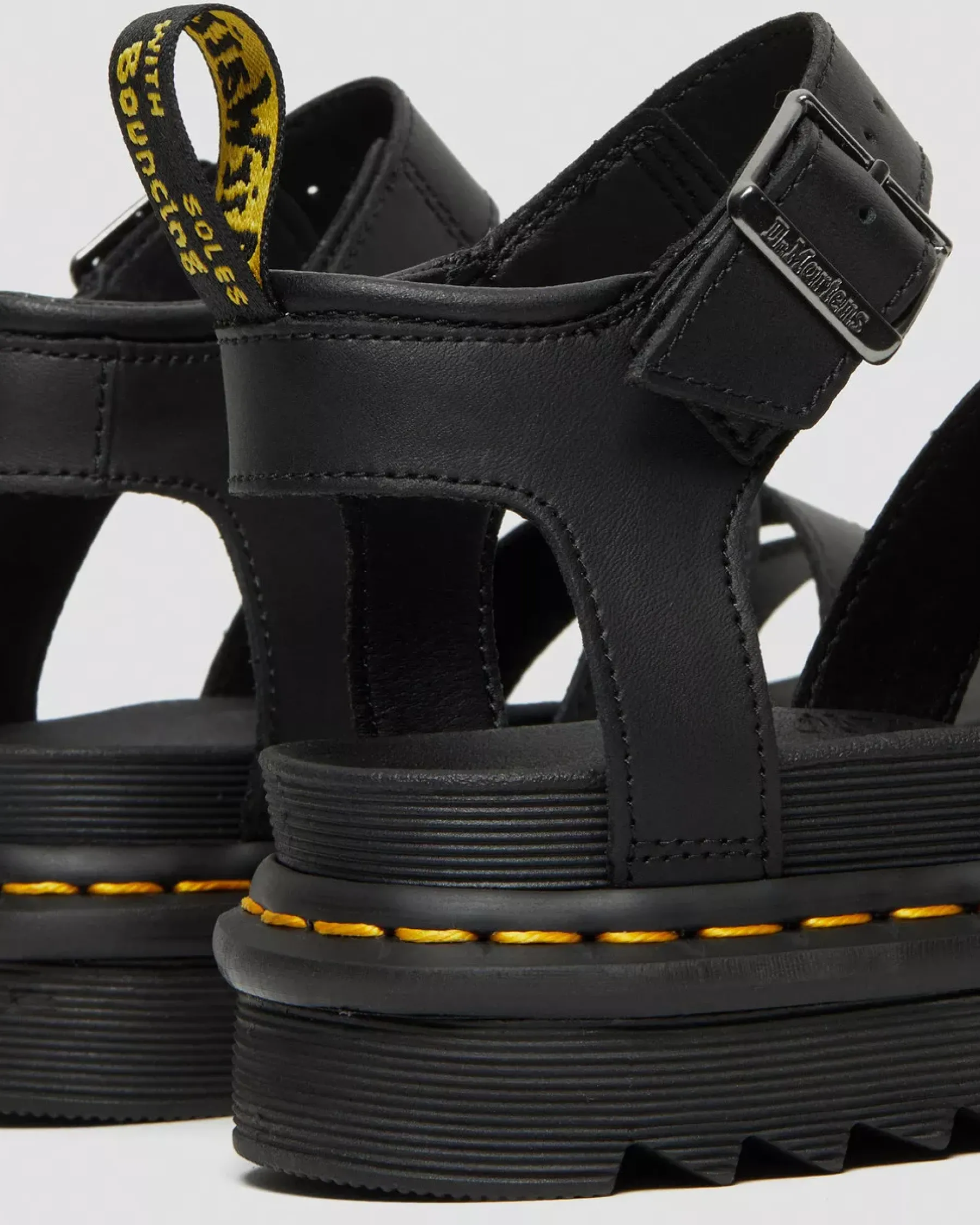 Bestsellers|Platform Sandals>Dr. Martens Blaire Hydro Leather Strap Sandals Black — Hydro Leather