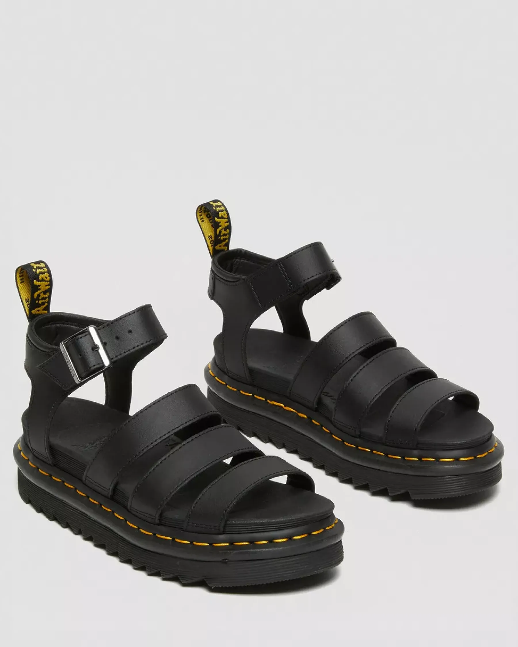 Bestsellers|Platform Sandals>Dr. Martens Blaire Hydro Leather Strap Sandals Black — Hydro Leather