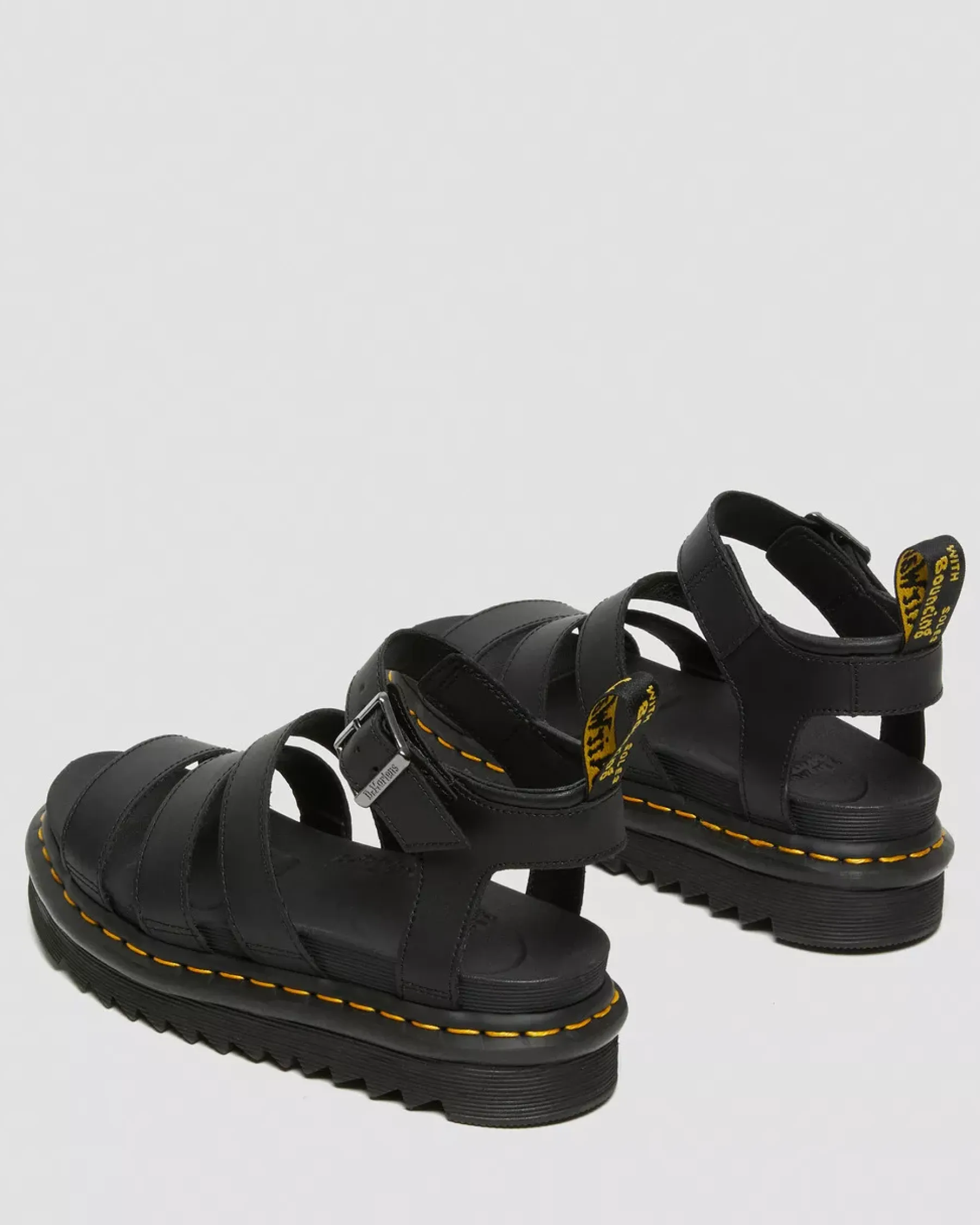 Bestsellers|Platform Sandals>Dr. Martens Blaire Hydro Leather Strap Sandals Black — Hydro Leather