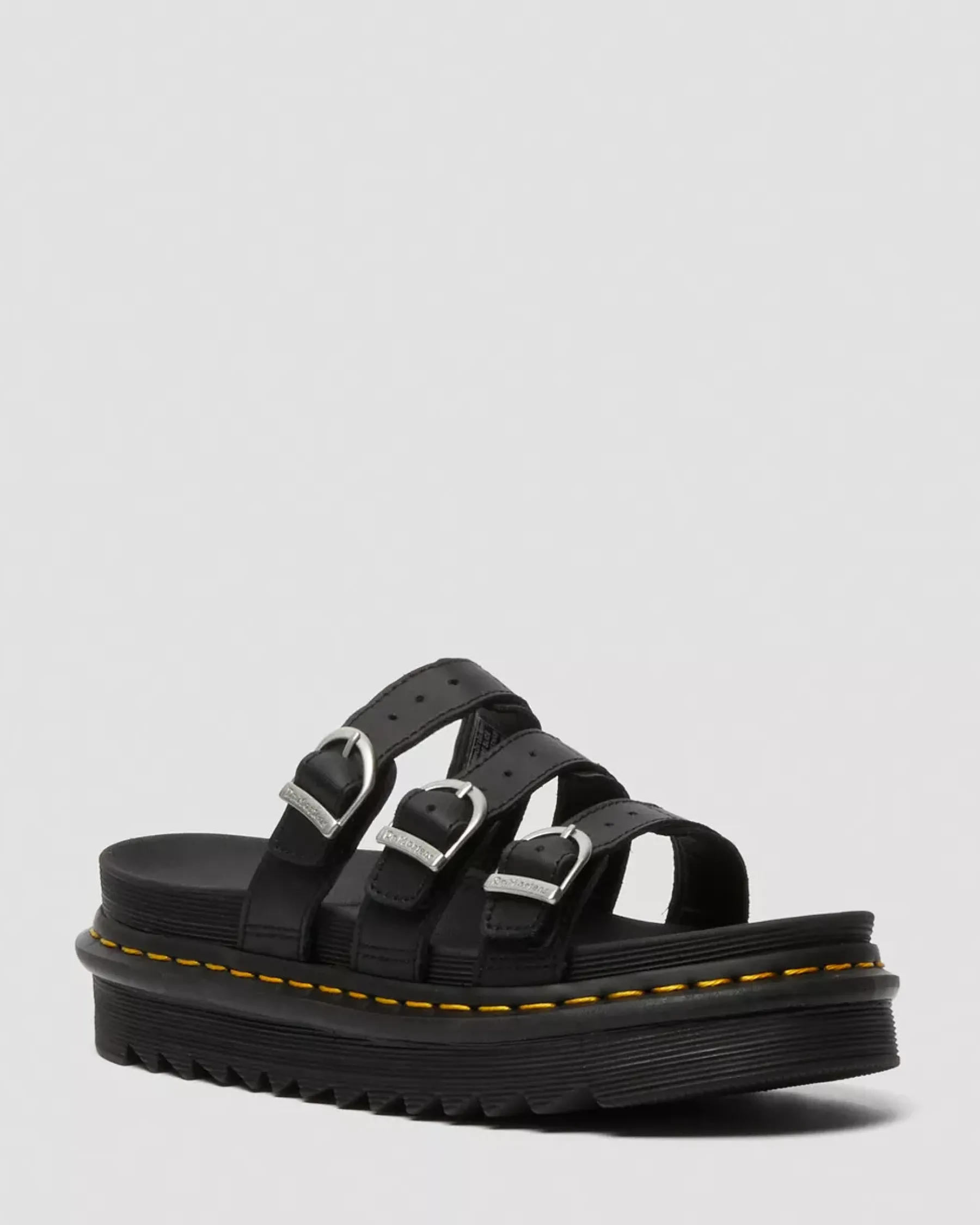 Bestsellers|Platform Sandals>Dr. Martens Blaire Leather Slide Sandals Black — Hydro Leather