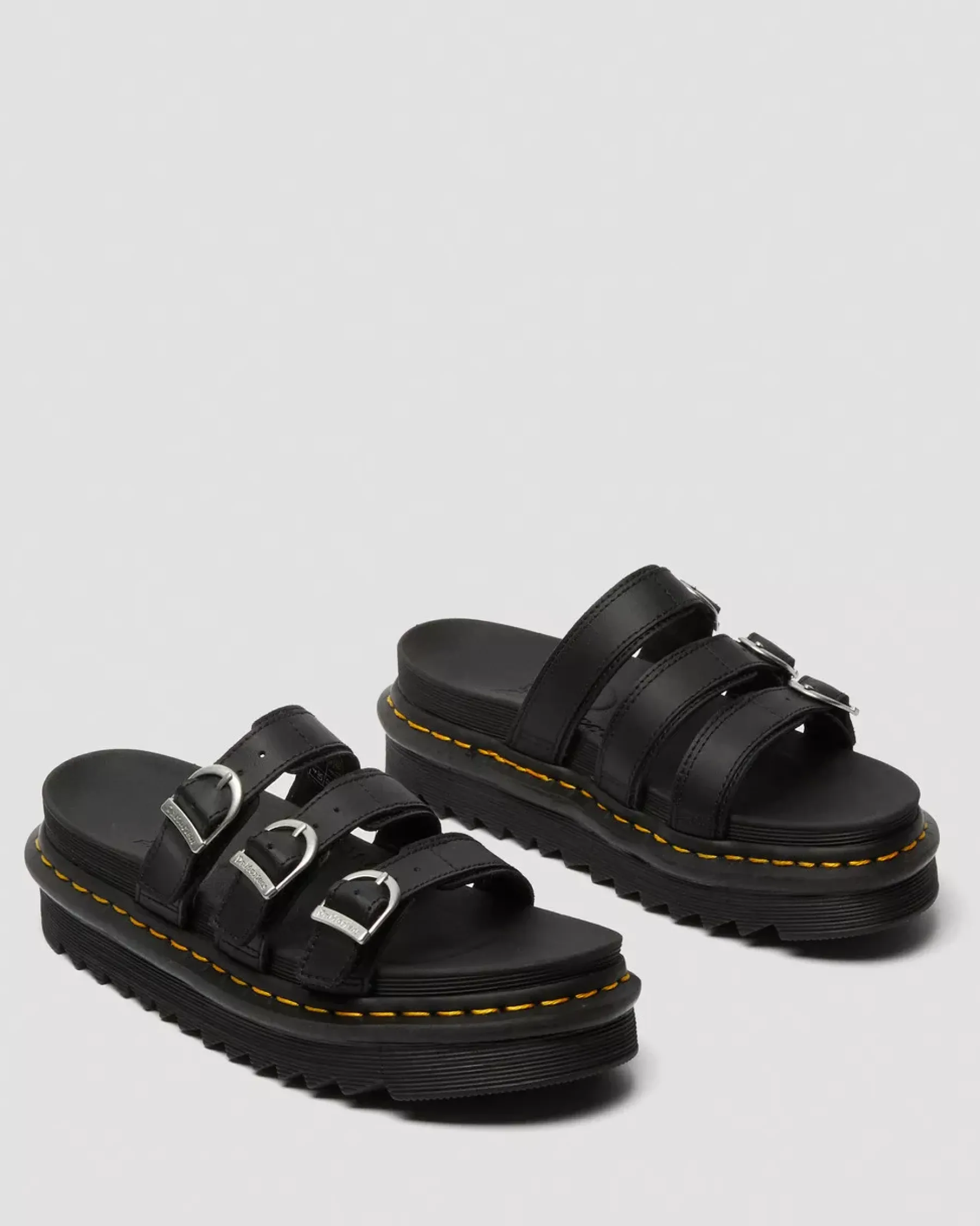 Bestsellers|Platform Sandals>Dr. Martens Blaire Leather Slide Sandals Black — Hydro Leather