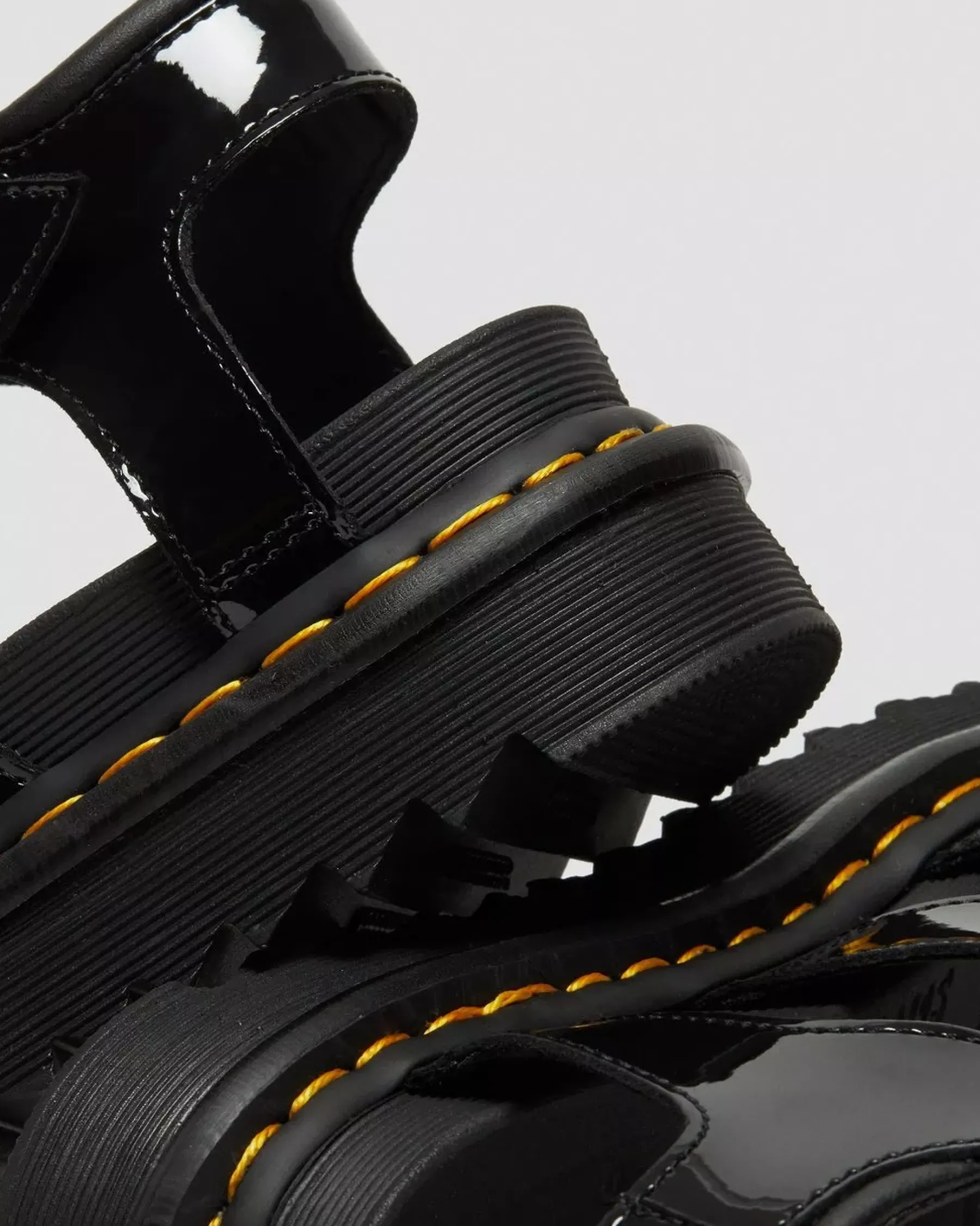 Platform Sandals|Strap Sandals>Dr. Martens Blaire Patent Leather Strap Sandals Black — Patent Leather