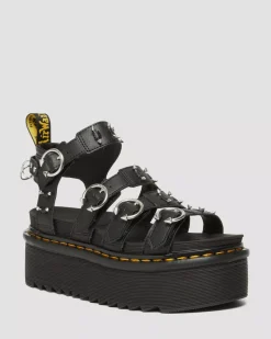 Platform Sandals|Strap Sandals>Dr. Martens Blaire Piercing Leather Platform Sandals Black — Athena