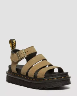 Strap Sandals|Sandals>Dr. Martens Blaire Tumbled Nubuck Leather Sandals Savannah Tan — Tumbled Nubuck