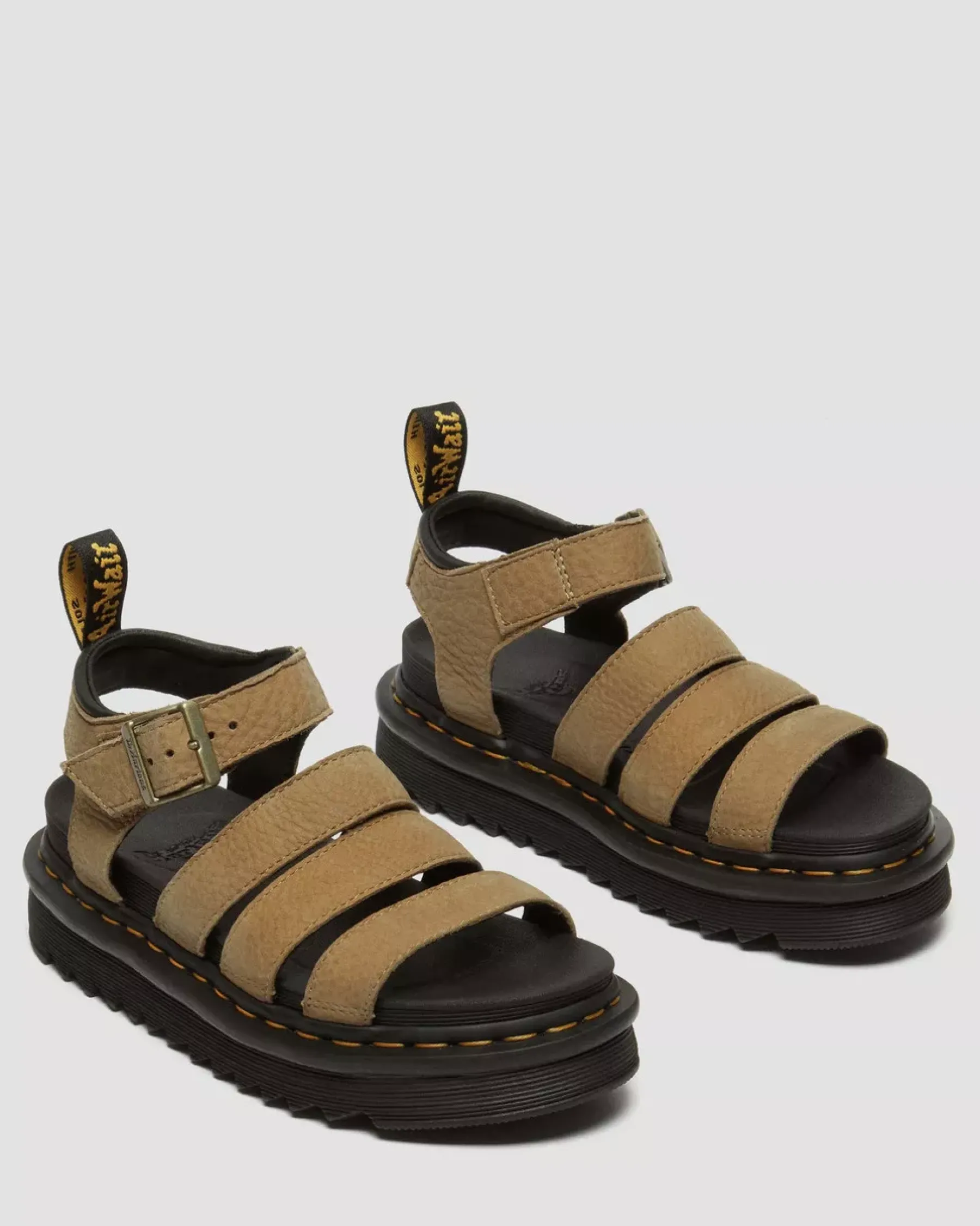 Strap Sandals|Sandals>Dr. Martens Blaire Tumbled Nubuck Leather Sandals Savannah Tan — Tumbled Nubuck