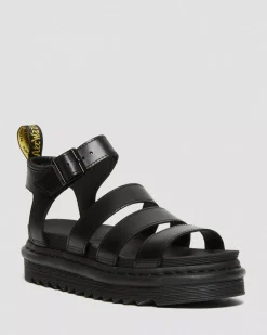 Platform Sandals|Strap Sandals>Dr. Martens Blaire Women's Brando Leather Strap Sandals Black — Brando
