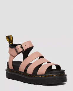 Sale|Platform Sandals>Dr. Martens Blaire Women's Pisa Leather Strap Sandals Peach Beige — Pisa