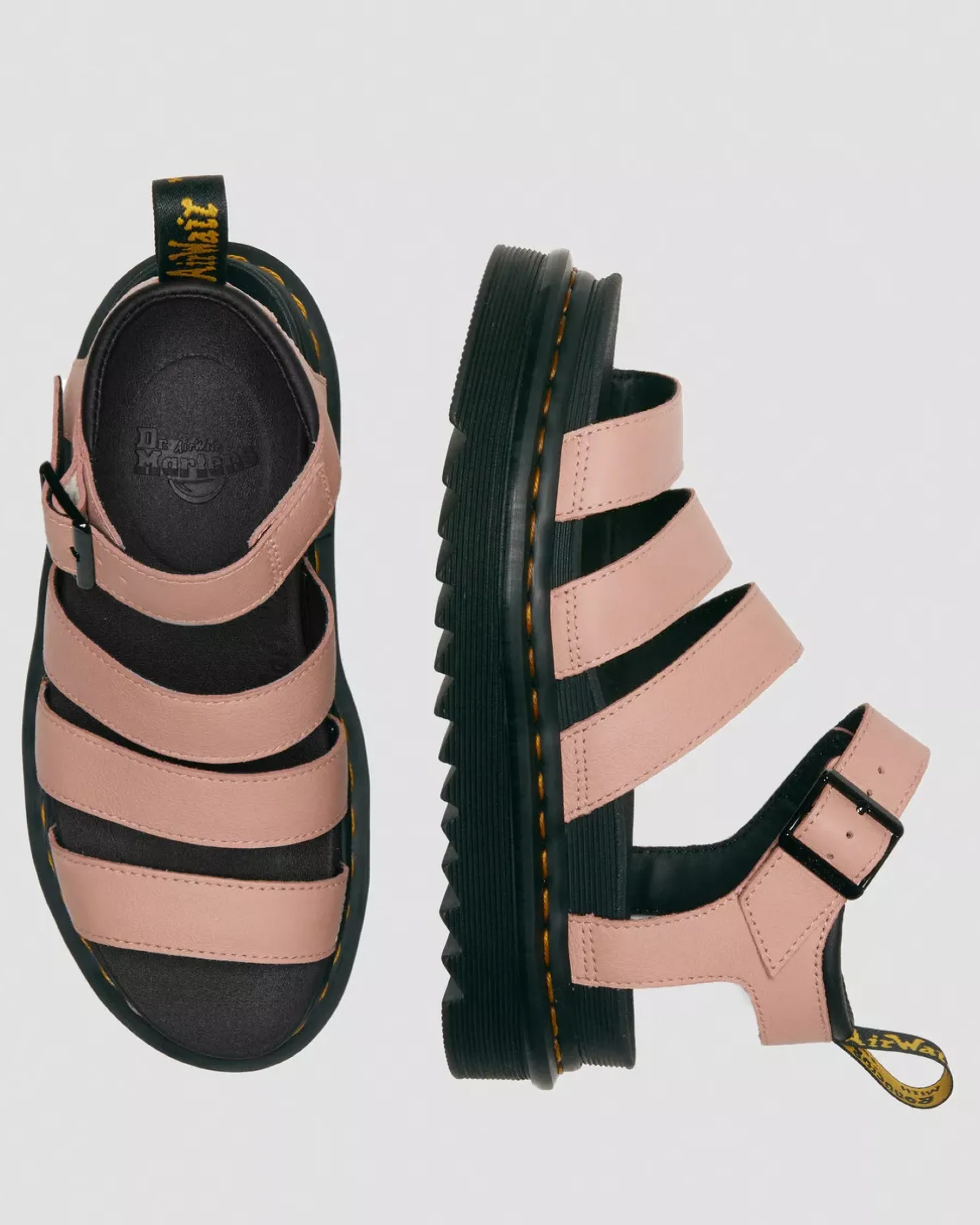 Sale|Platform Sandals>Dr. Martens Blaire Women's Pisa Leather Strap Sandals Peach Beige — Pisa