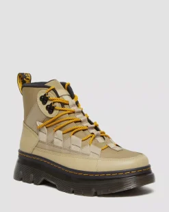 Sale|Casual Boots>Dr. Martens Boury Nylon & Leather Casual Boots Pale Olive — Cyclone Nylon+Lapstone