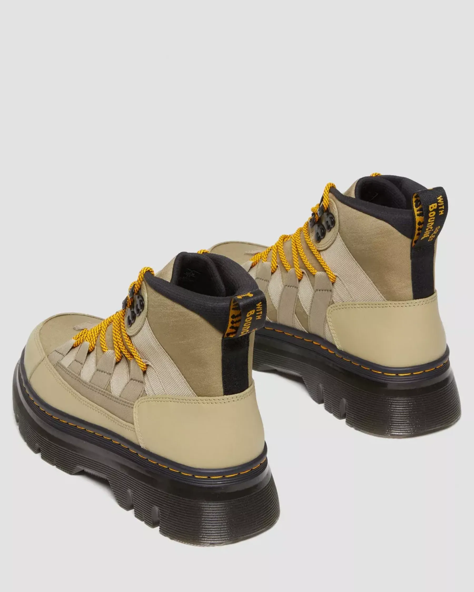 Sale|Casual Boots>Dr. Martens Boury Nylon & Leather Casual Boots Pale Olive — Cyclone Nylon+Lapstone