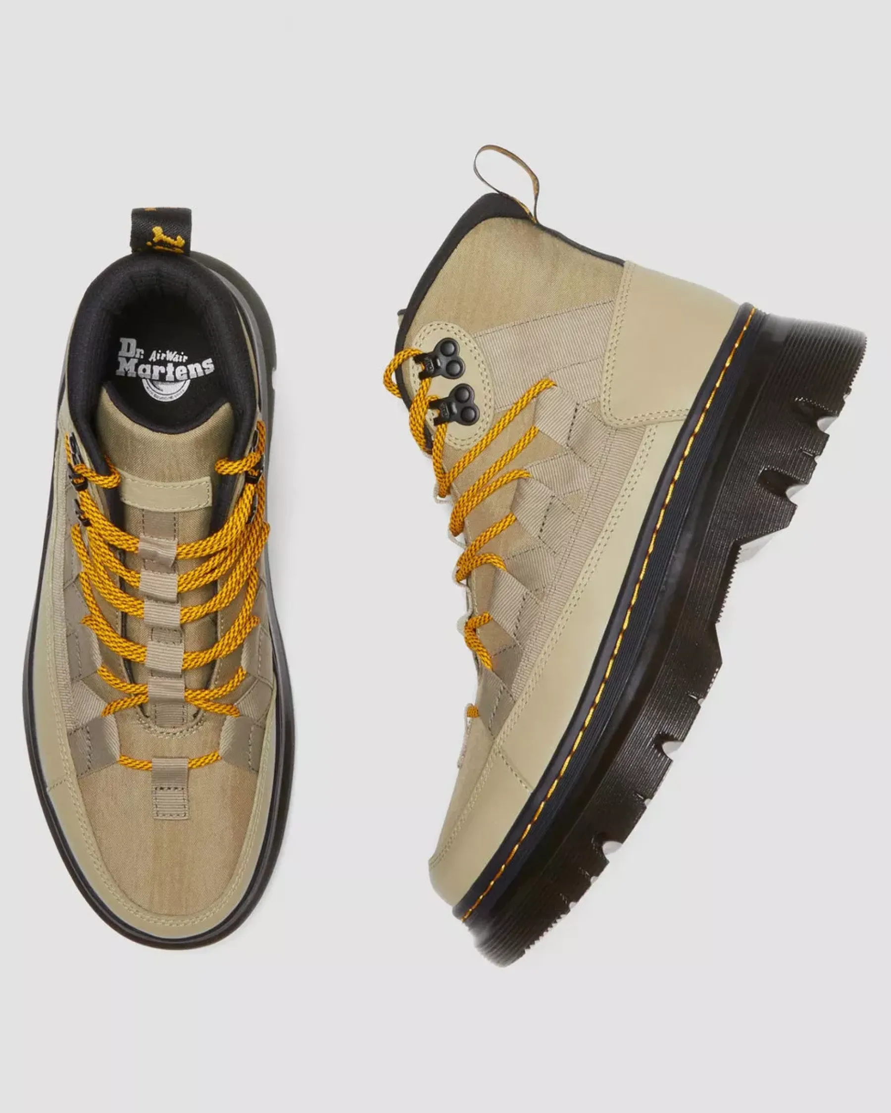 Sale|Casual Boots>Dr. Martens Boury Nylon & Leather Casual Boots Pale Olive — Cyclone Nylon+Lapstone