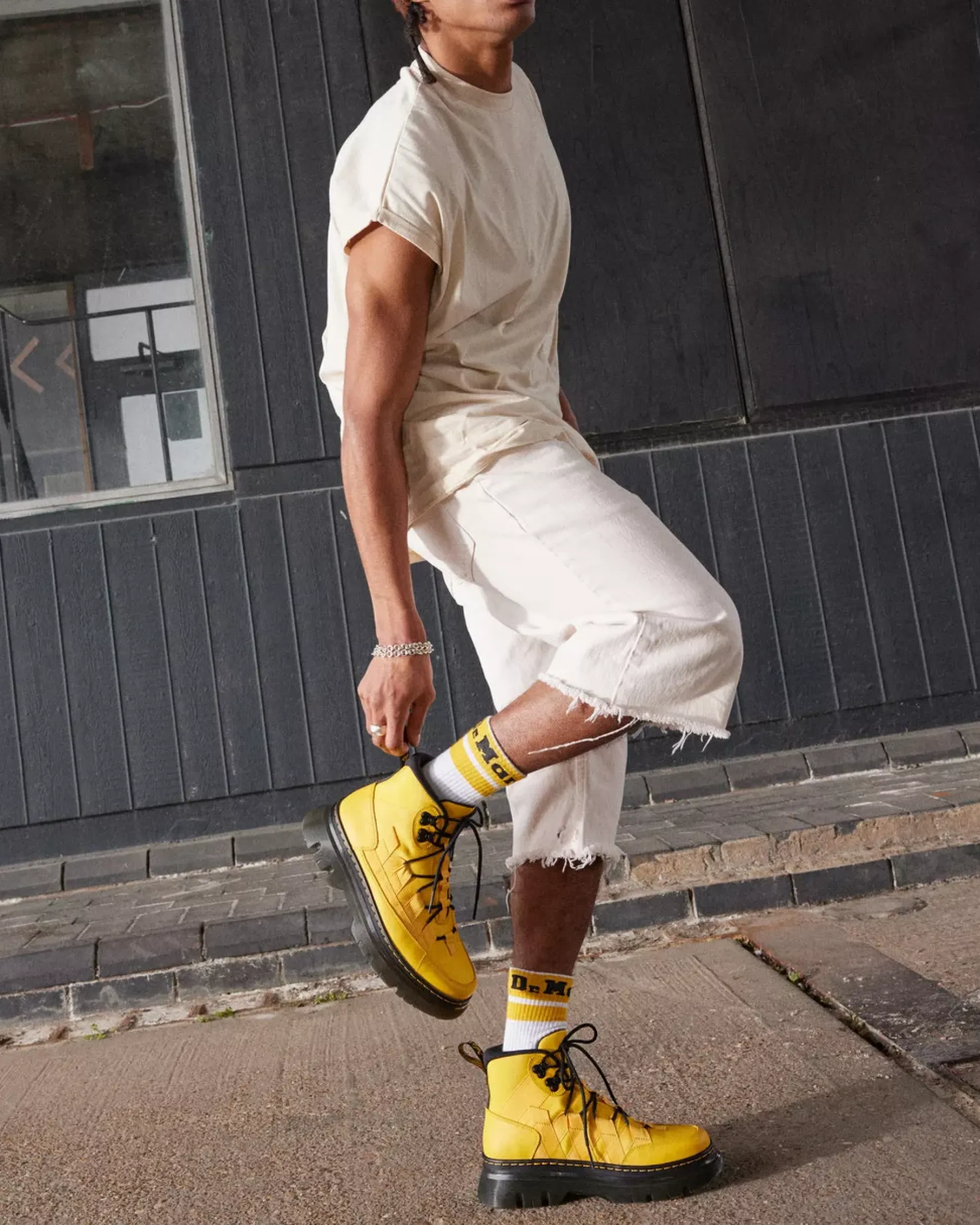 Sale|Casual Boots>Dr. Martens Boury Nylon & Leather Casual Boots Yellow — Cyclone Nylon+Lapstone