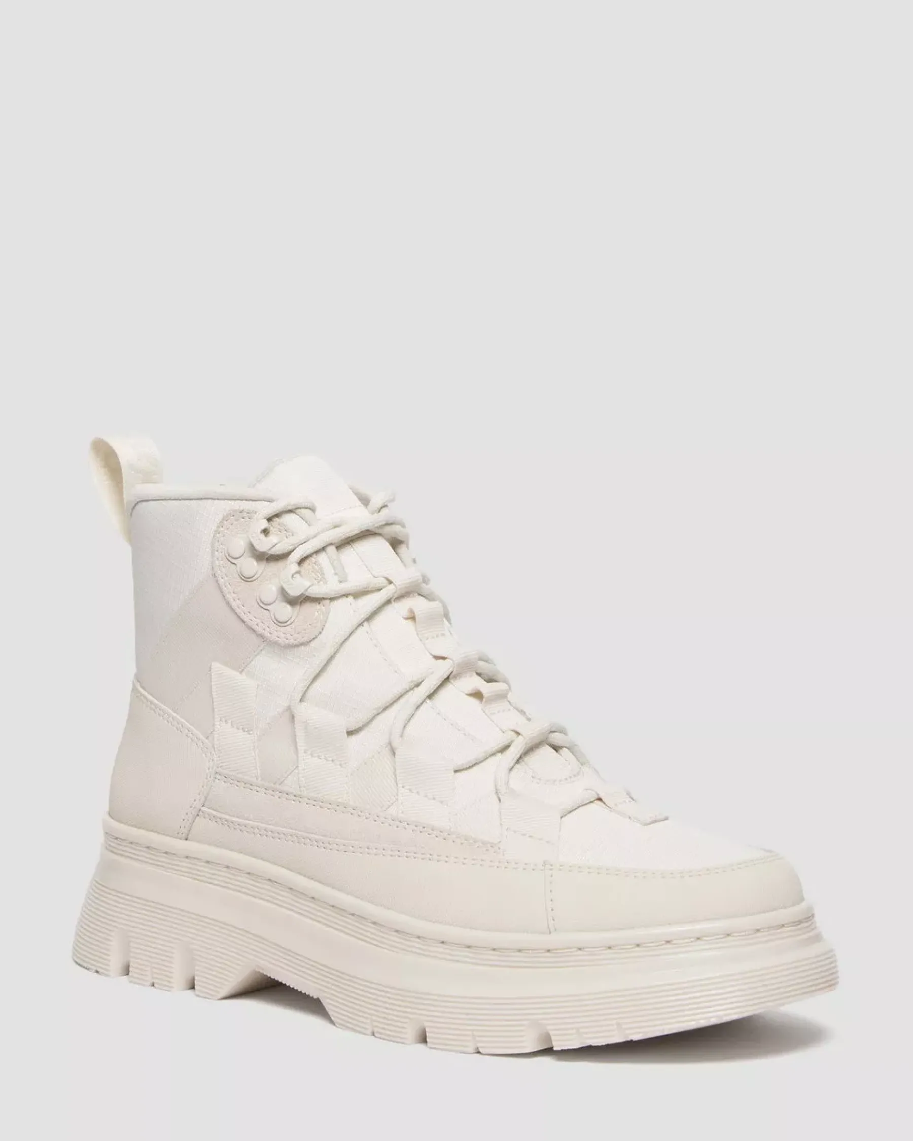 Casual Boots|Ankle Boots>Dr. Martens Boury Poly & Leather Casual Boots BONE — Poly Ripstop + Eh Suede + Ajax