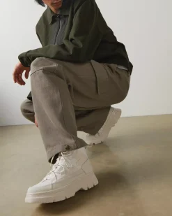 Casual Boots|Ankle Boots>Dr. Martens Boury Poly & Leather Casual Boots BONE — Poly Ripstop + Eh Suede + Ajax