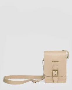 Accessories|Bags>Dr. Martens Carrara Leather Vertical Crossbody Bag Beige — Carrara