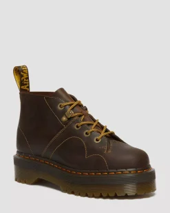 Ankle Boots|Platforms>Dr. Martens Church Arc Crazy Horse Platform Monkey Boots Dark Brown — Crazy Horse