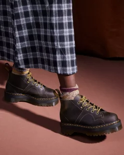 Ankle Boots|Platforms>Dr. Martens Church Arc Crazy Horse Platform Monkey Boots Dark Brown — Crazy Horse