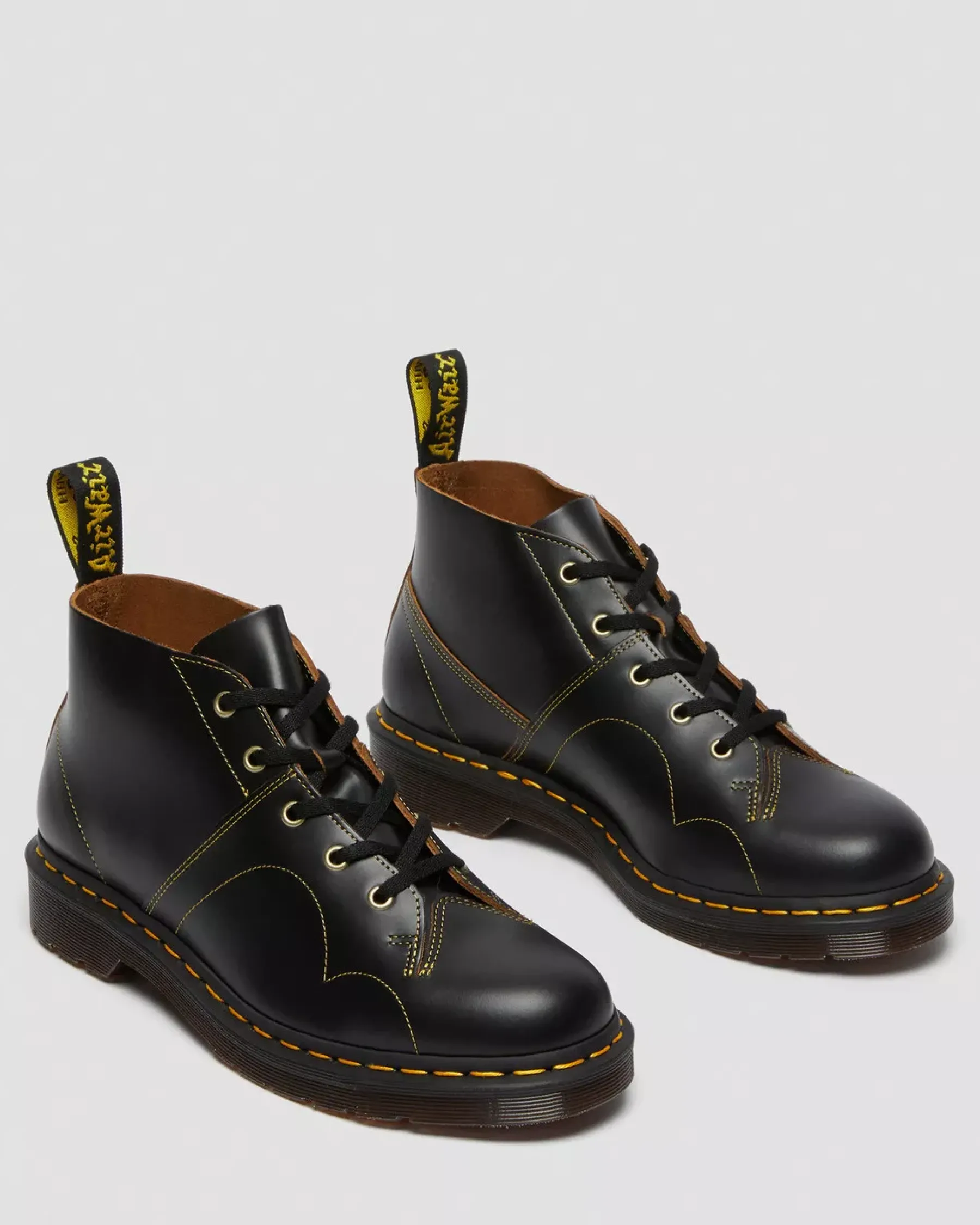 Originals|Ankle Boots>Dr. Martens Church Vintage Monkey Boots Black — Vintage Smooth