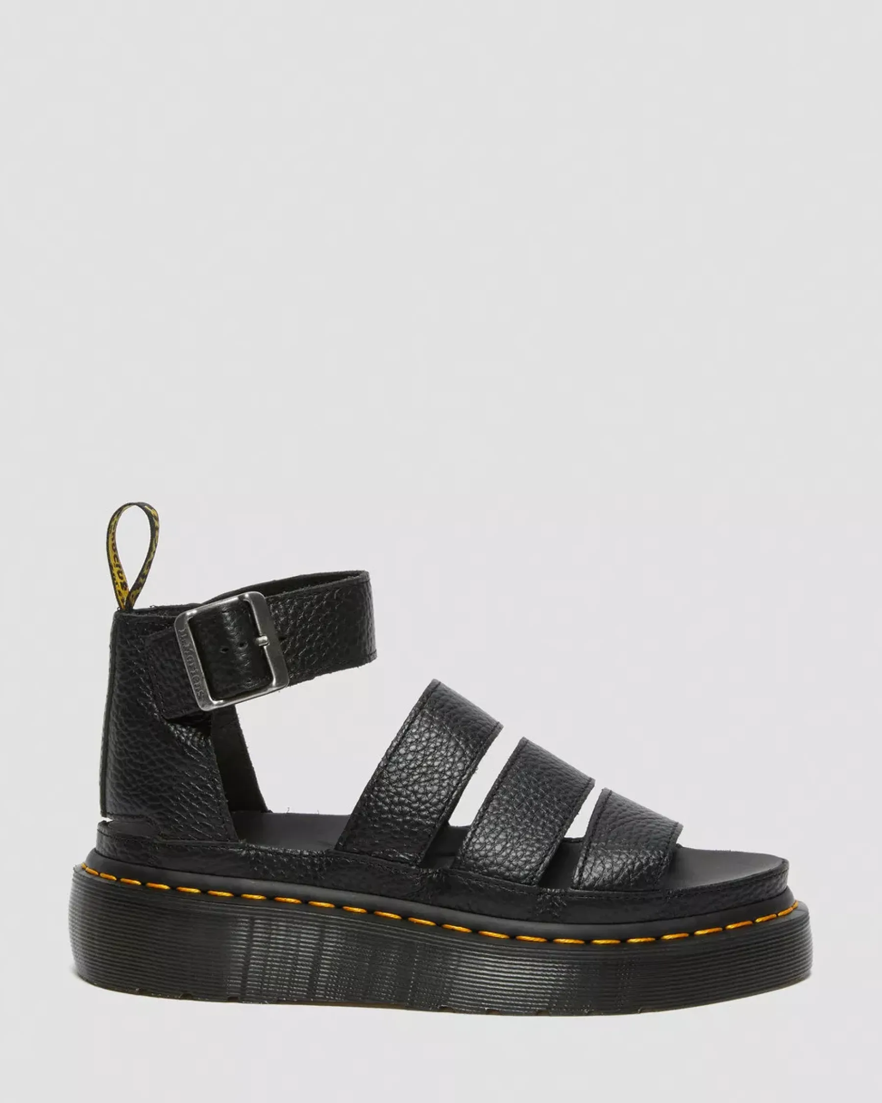 Platform Sandals|Platforms>Dr. Martens Clarissa II Women's Leather Platform Sandals Black — Milled Nappa