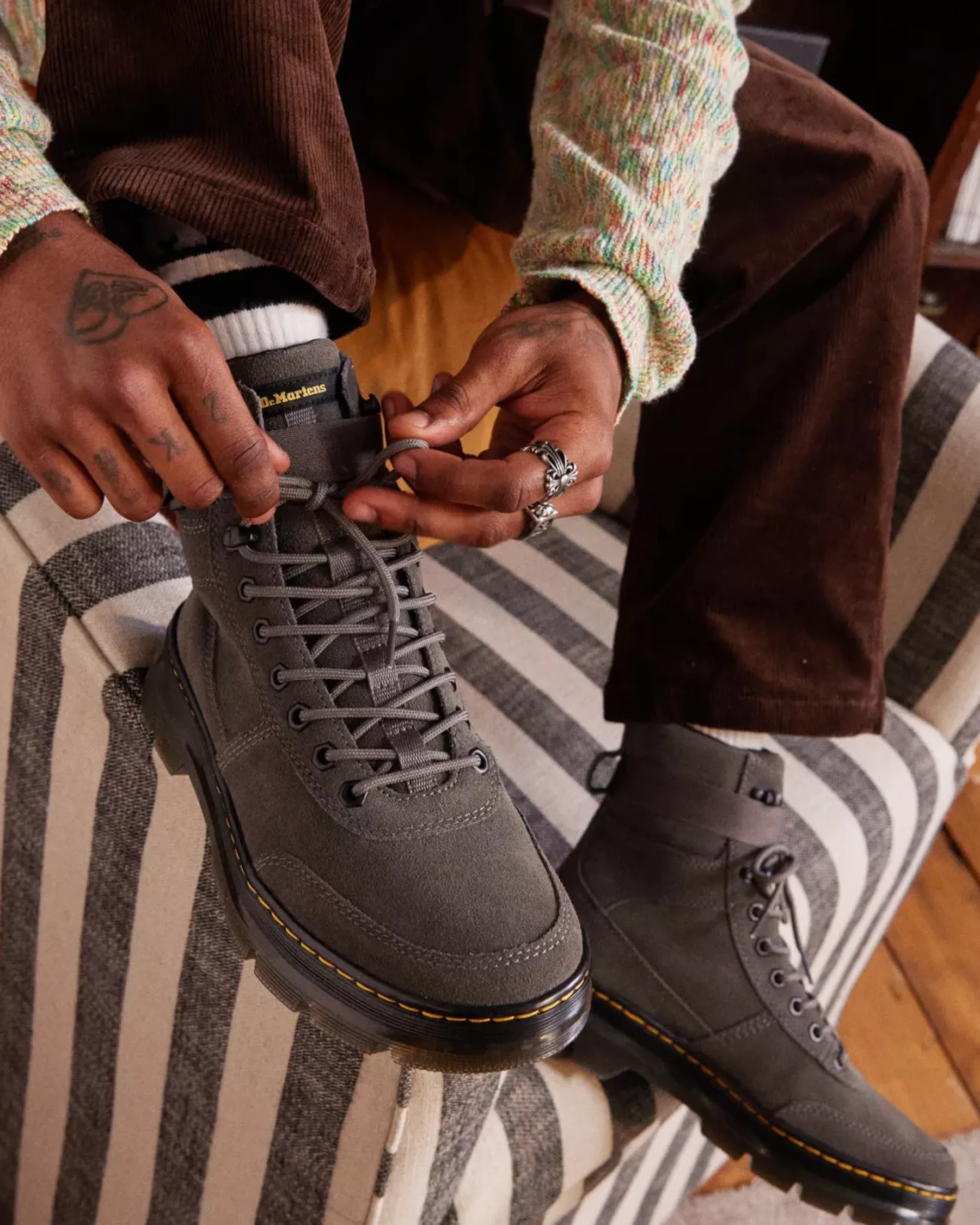 Casual Boots|Ankle Boots>Dr. Martens Combs Tech Suede Casual Boots GUNMETAL — E.H.Suede