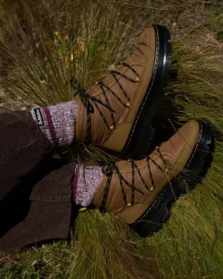 Sale|Winter Boots>Dr. Martens Combs Women's Padded Casual Boots ANTIQUE OLIVE — Rubberised Leather+Warm Quilted
