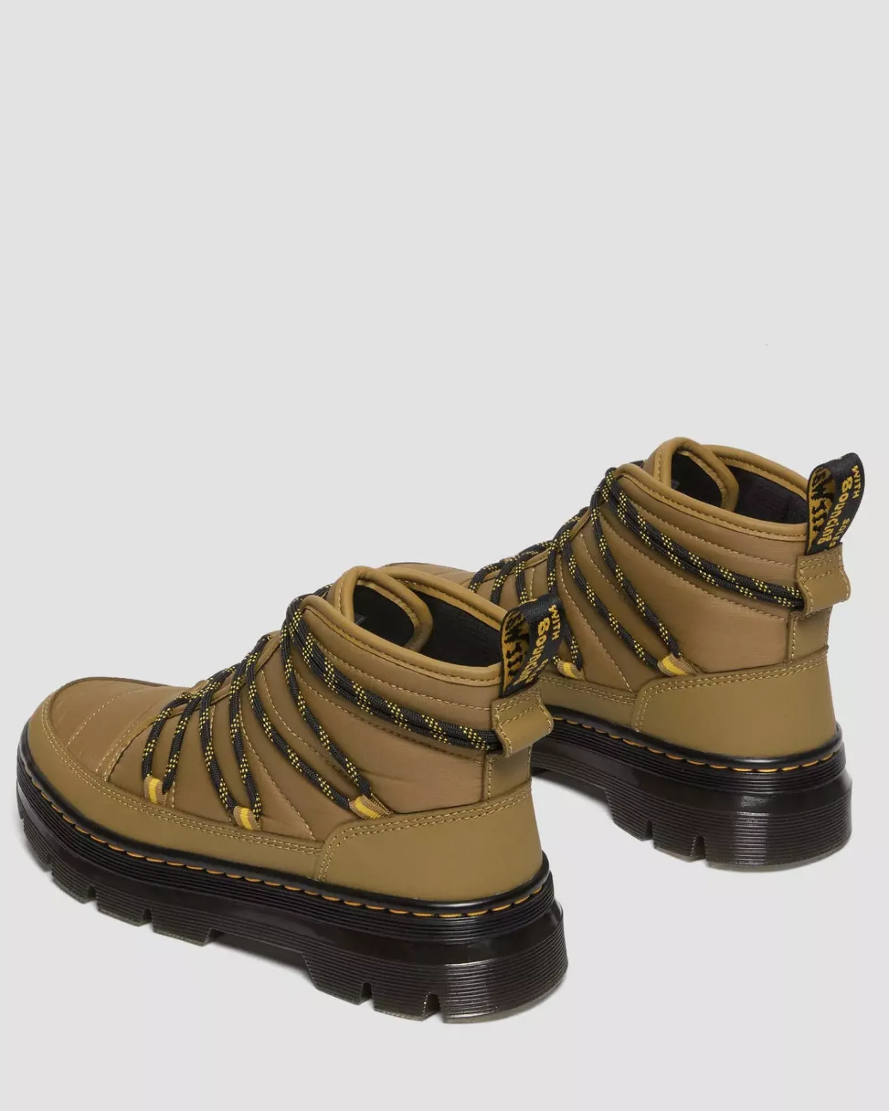Sale|Winter Boots>Dr. Martens Combs Women's Padded Casual Boots ANTIQUE OLIVE — Rubberised Leather+Warm Quilted