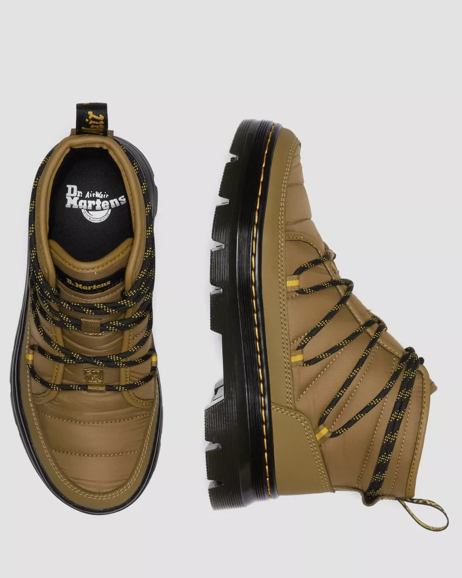 Sale|Winter Boots>Dr. Martens Combs Women's Padded Casual Boots ANTIQUE OLIVE — Rubberised Leather+Warm Quilted