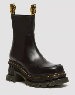 Heeled Boots|Chelsea Boots>Dr. Martens Corran Chelsea Atlas Leather Heeled Boots Black — Atlas