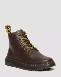 Casual Boots|Ankle Boots>Dr. Martens Crewson Crazy Horse Leather Casual Chukka Boots Dark Brown — Crazy Horse
