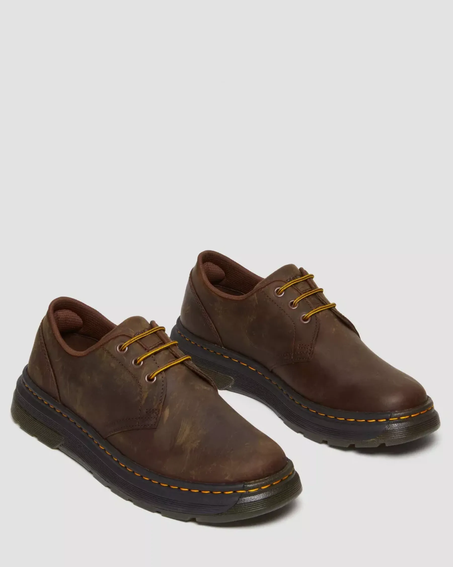 Shoes|Shoes>Dr. Martens Crewson Lo Crazy Horse Leather Casual Shoes Dark Brown — Crazy Horse