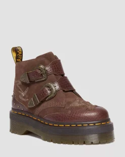 Platform Boots|Platforms>Dr. Martens Devon Gothic Americana Leather Platform Boots Dark Brown