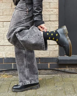 Socks|Accessories>Dr. Martens Docs Cross Logo Organic Cotton Blend Socks Black+Yellow — Cotton Blend