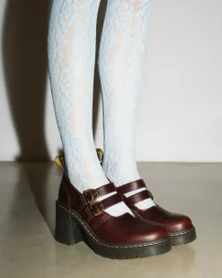 Heeled Boots|Mary Janes>Dr. Martens Eviee Leather Mary Jane Heeled Shoes Dark Brown