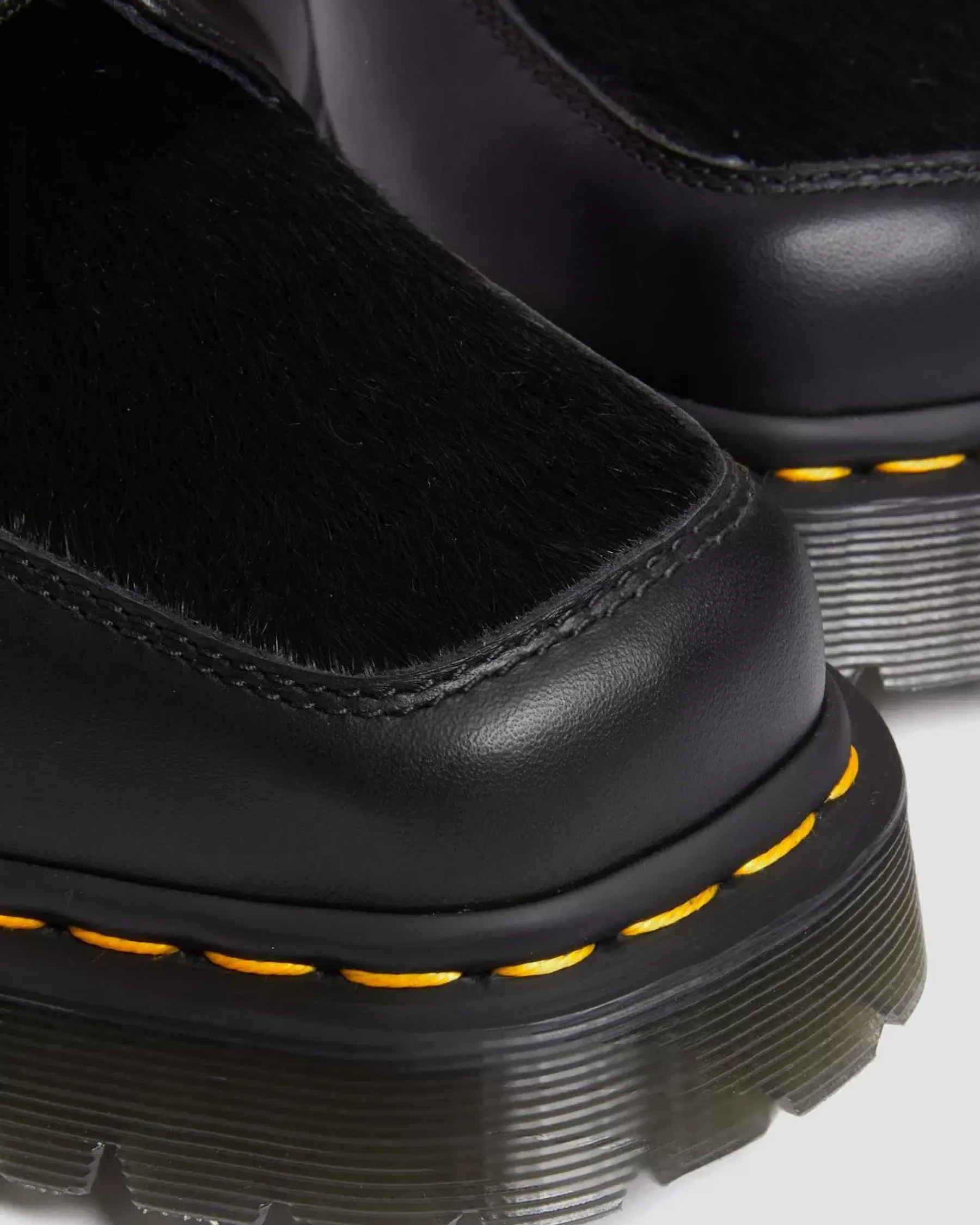 Sale|Oxfords>Dr. Martens 5-Eye Bex Square Toe Hair-On & Leather Shoes BLACK — Lucido + Hair On