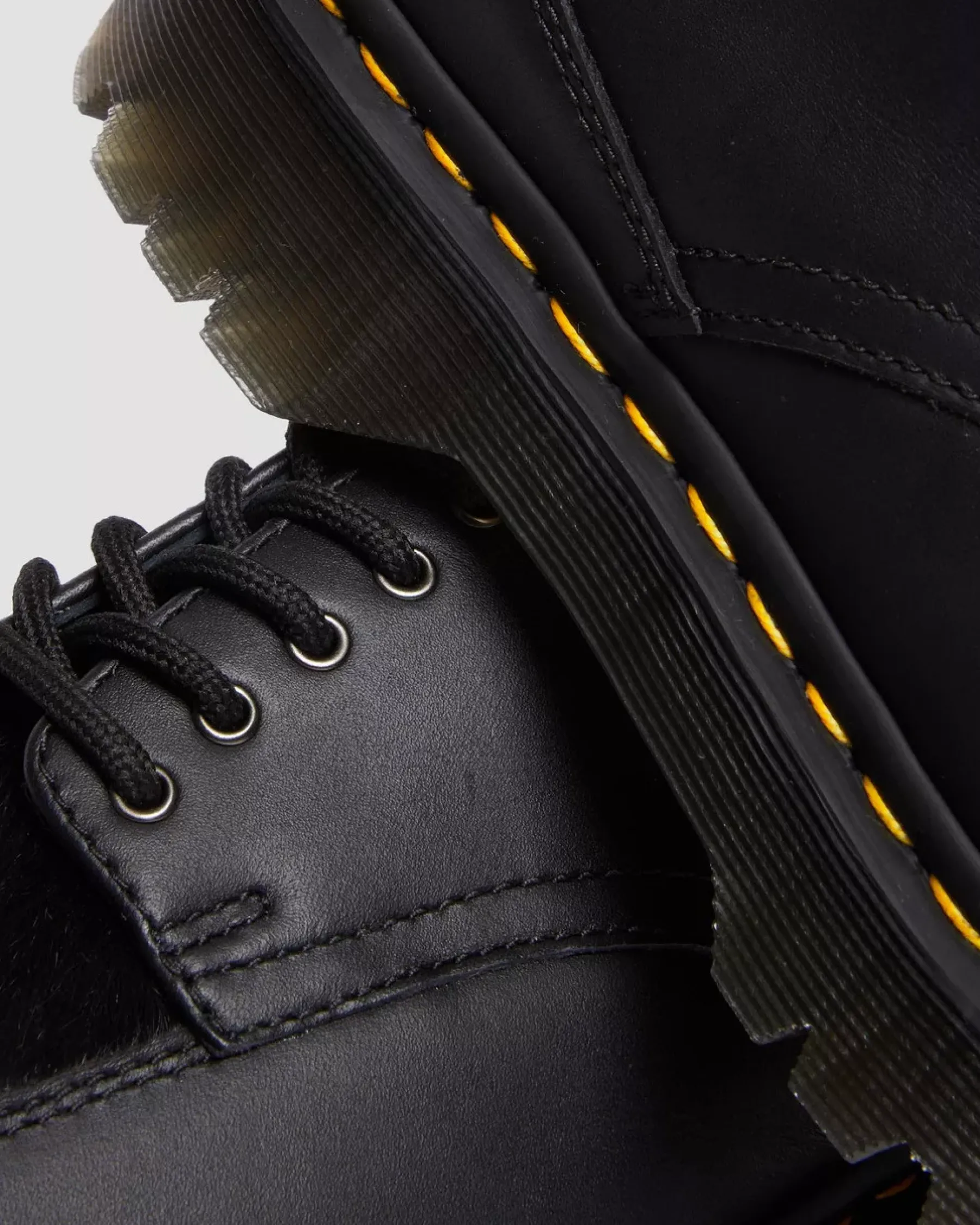 Sale|Oxfords>Dr. Martens 5-Eye Bex Square Toe Hair-On & Leather Shoes BLACK — Lucido + Hair On