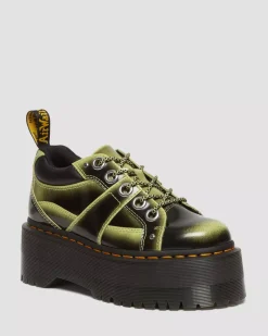 Platform Shoes|Shoes>Dr. Martens 5-Eye Max Distressed Leather Platform Shoes Lime Green — Arcadia