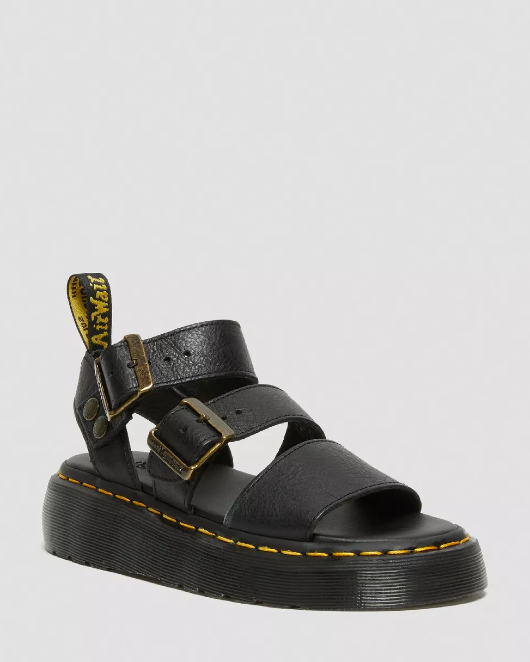 Bestsellers|Platform Sandals>Dr. Martens Gryphon Pisa Leather Platform Sandals Black — Pisa