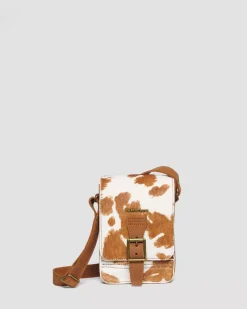 Accessories|Bags>Dr. Martens Hair-On Cow Print Vertical Crossbody Bag WARM TAN — Hair On