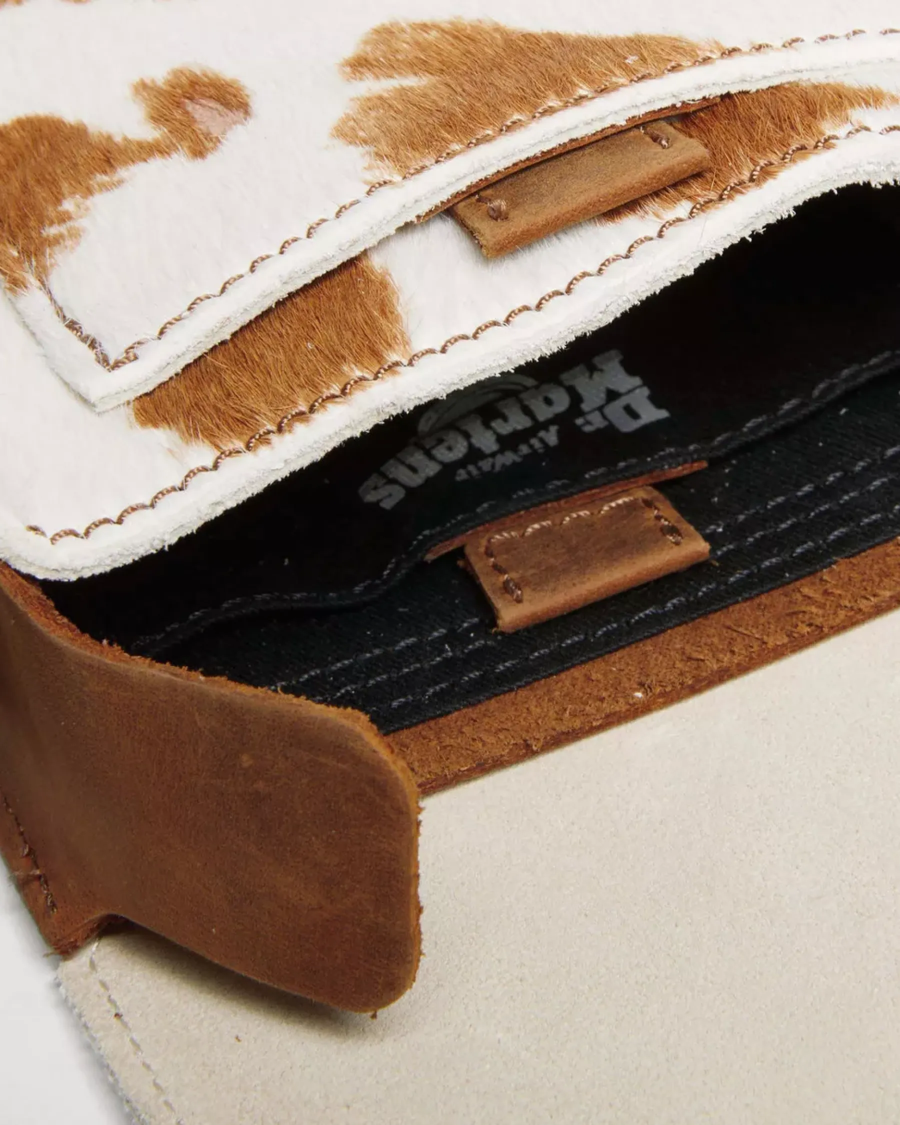 Accessories|Bags>Dr. Martens Hair-On Cow Print Vertical Crossbody Bag WARM TAN — Hair On
