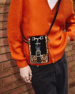 Accessories|Bags>Dr. Martens Hair-On Leopard Print Vertical Crossbody Bag Black