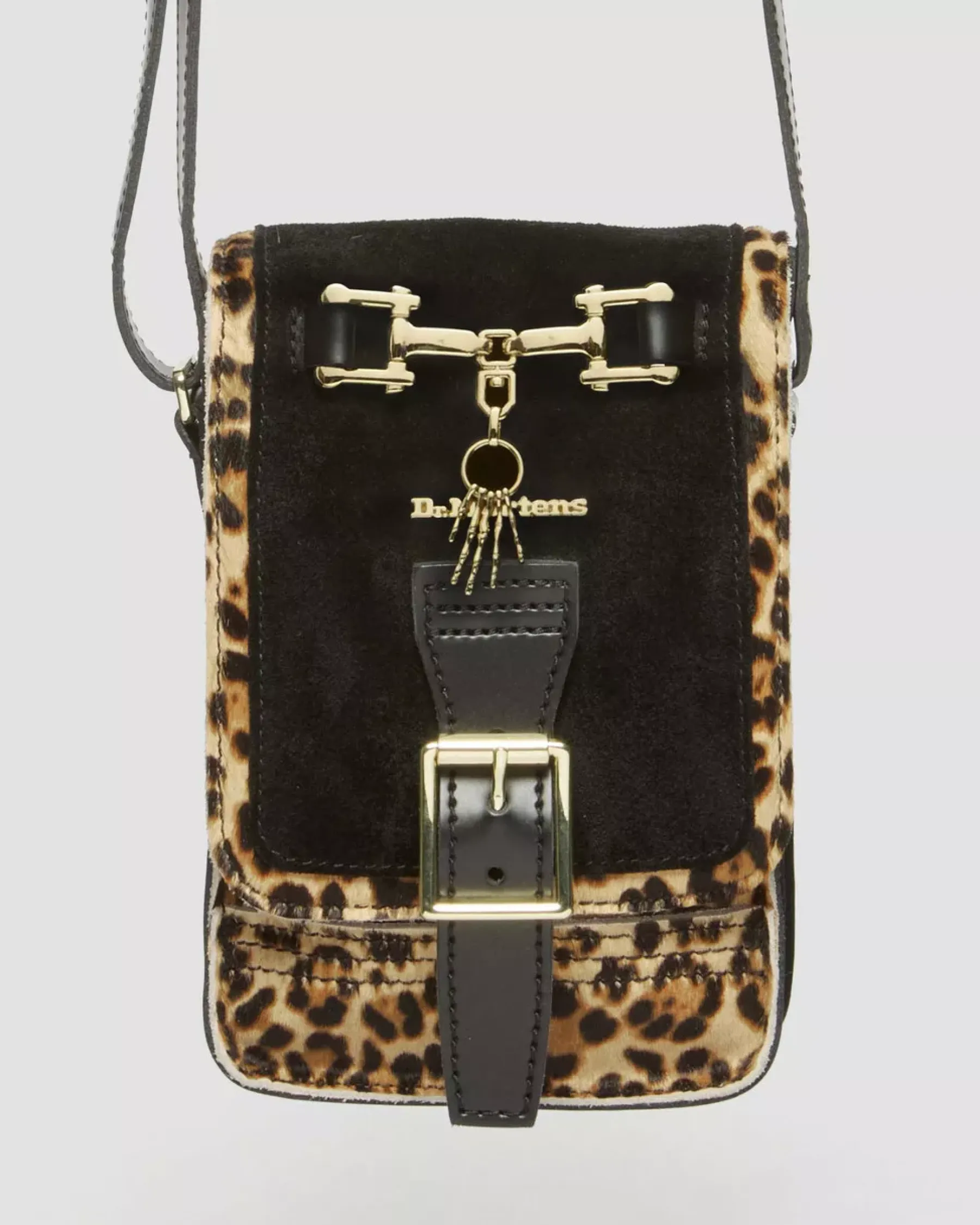 Accessories|Bags>Dr. Martens Hair-On Leopard Print Vertical Crossbody Bag Black