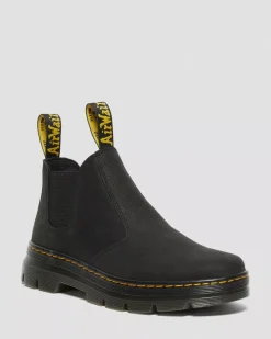 Chelsea Boots|Ankle Boots>Dr. Martens Hardie II Leather Chelsea Work Boots Black — Pit Quarter