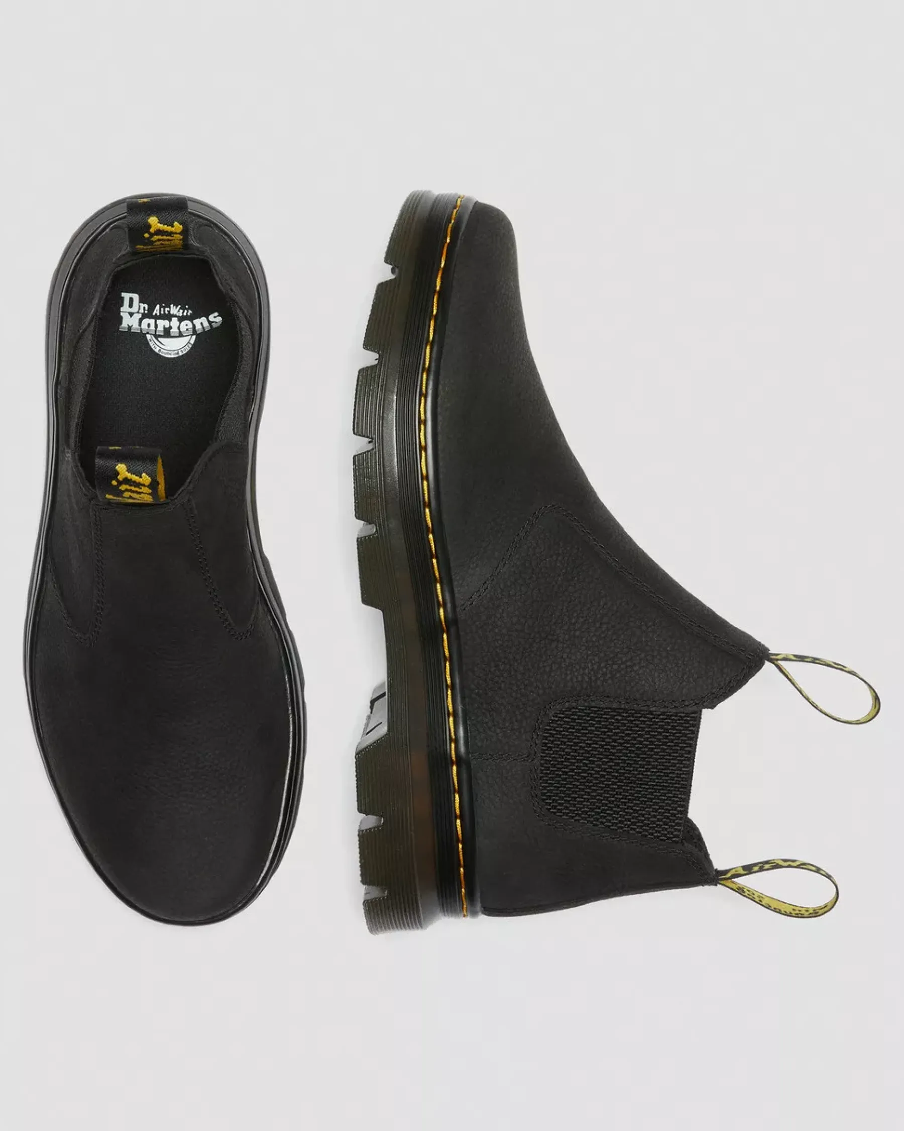Chelsea Boots|Ankle Boots>Dr. Martens Hardie II Leather Chelsea Work Boots Black — Pit Quarter