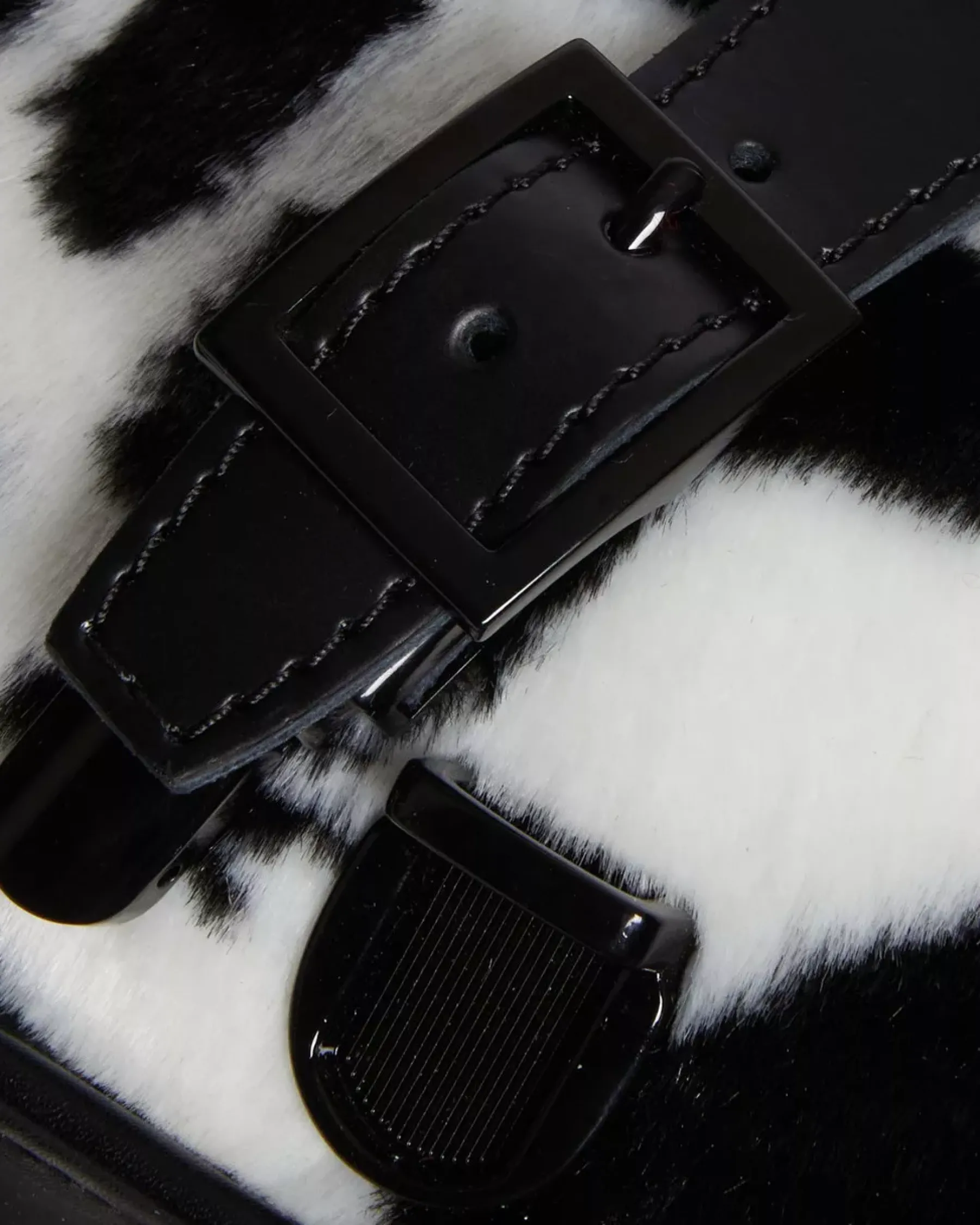 Accessories|Bags>Dr. Martens Heart Shaped Faux Fur Cow Print Backpack BLACK+WHITE — Cow Print + Kiev
