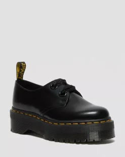 Platform Shoes|Shoes>Dr. Martens Holly Women's Leather Platform Shoes Black — Buttero