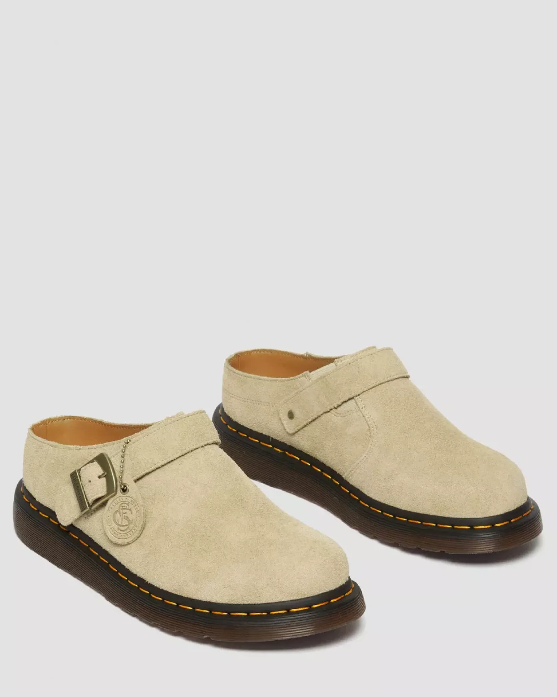 Mules & Slides|Sandals>Dr. Martens Isham Desert Oasis Suede Mules Parchment Beige — Desert Oasis Suede