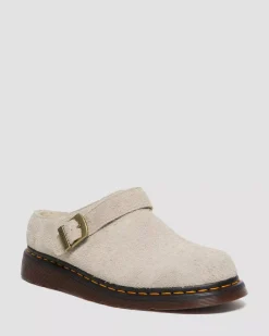 Sale|Originals>Dr. Martens Isham Faux Shearling Lined Suede Slingback Mules VINTAGE TAUPE — Long Napped Suede