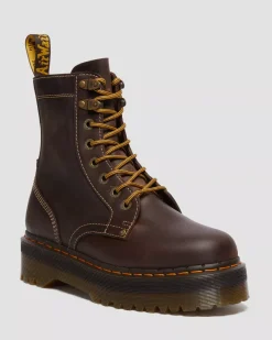 Platform Boots|Ankle Boots>Dr. Martens Jadon Boot Arc Crazy Horse Platforms Brown — Crazy Horse